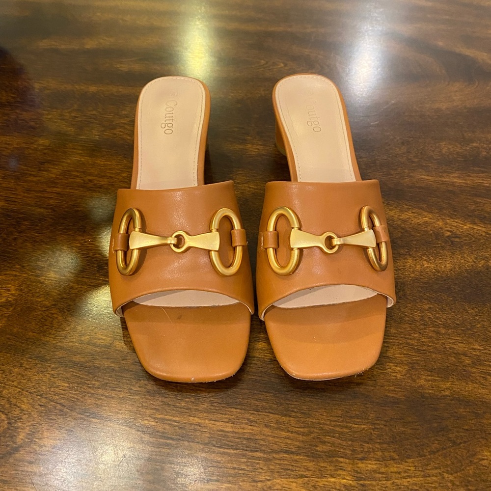 Brown block heels